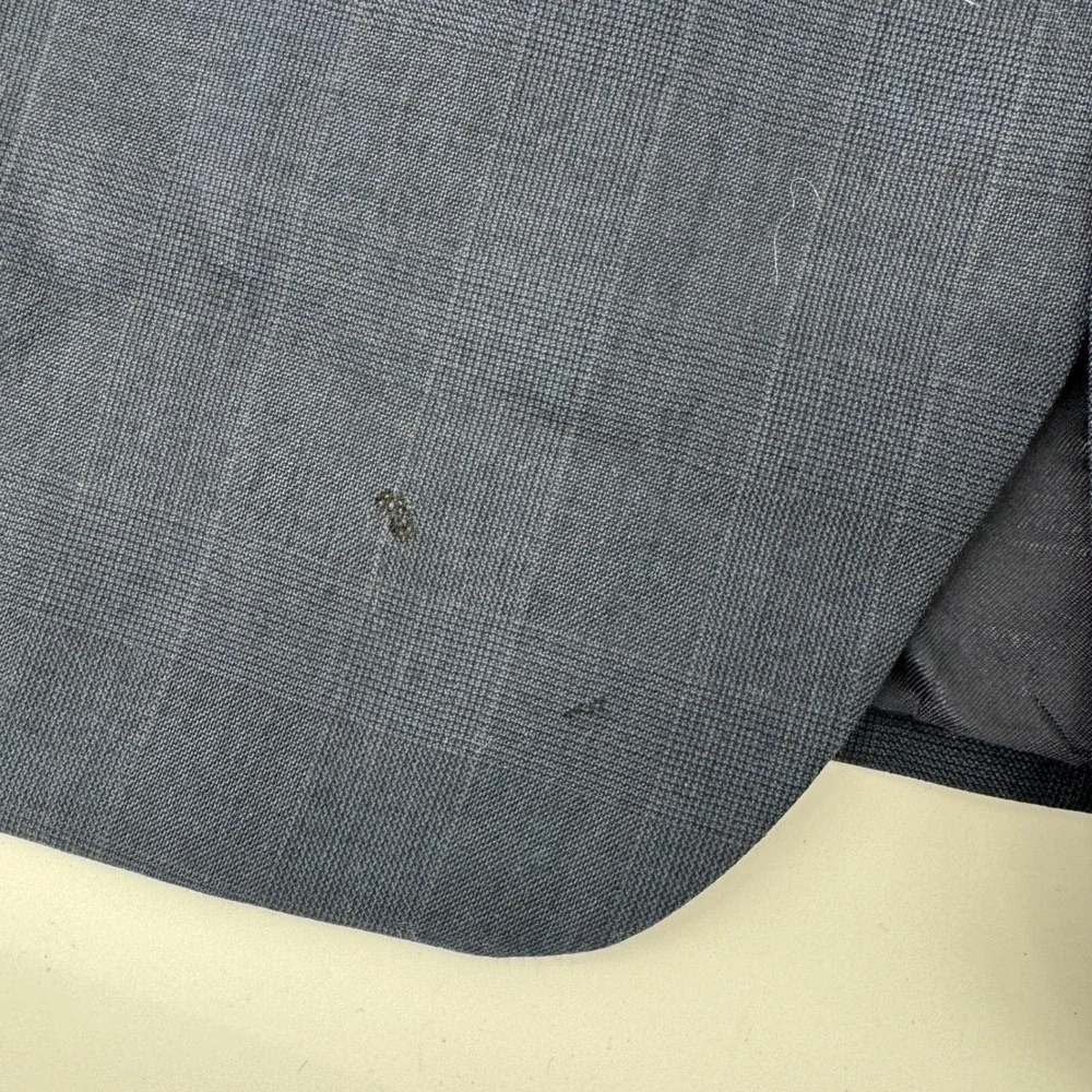 Ralph Lauren Mens 48R Navy Blue Wool Glen Plaid Blazer Suit Jacket Canada Made
